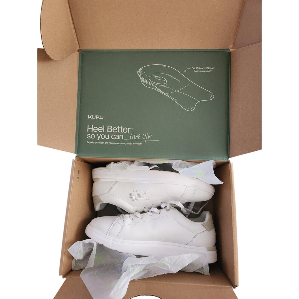 KURU White Leather Comfort Sneakers Men’s 10.5 Women’s 12 Medium